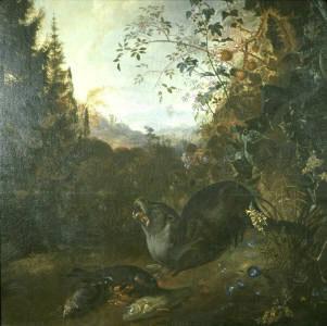 Matthias Withoos Otter in a Landscape oil painting picture